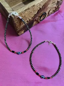 Arte Jewels 92.5 Streling Silver Evil Eye STudded Anklets