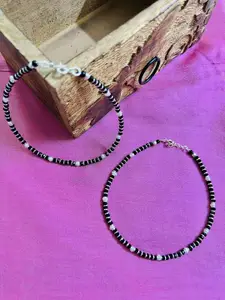 Arte Jewels 925 Oxidised Silver Charms Thread Anklet