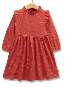 JusCubs Girls Floral Printed Fit & Flare Dress