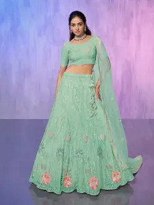 Fusionic Embroidered Sequinned Semi-Stitched Lehenga Choli With Dupatta
