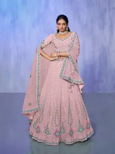 Fusionic Embroidered Sequinned Semi-Stitched Lehenga Choli With Dupatta