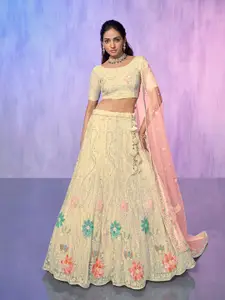 Fusionic Embroidered Sequined Semi-Stitched Lehenga & Unstitched Blouse With Dupatta