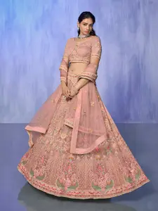 Fusionic Embroidered Thread Work Semi-Stitched Lehenga & Unstitched Blouse With Dupatta