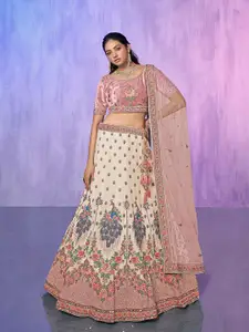 Fusionic Embroidered Sequined Semi-Stitched Lehenga & Unstitched Blouse With Dupatta