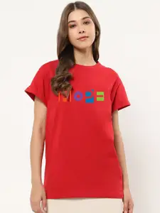 Bewakoof Typography Printed Round Neck Relaxed Fit Cotton T-shirt