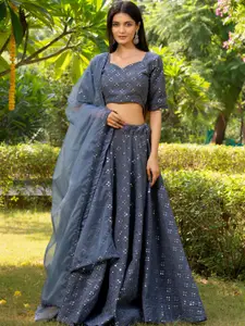 HOUSE OF JAMOTI Embroidered Mirror Work Ready to Wear Lehenga & Blouse With Dupatta