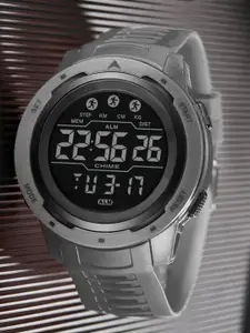 Shocknshop Men Silicon Straps Digital & Multi Function Watch WCH89Grey