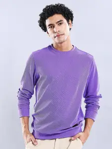 The Indian Garage Co Self Design Textured Long Sleeve Pullover Sweatshirt
