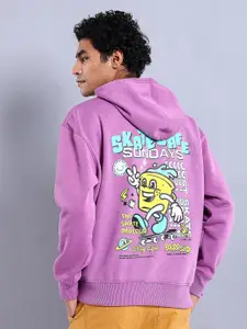The Indian Garage Co Graphic Back Printed Hooded Oversized Pullover Sweatshirt