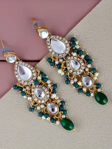 LUCKY JEWELLERY Gold-Plated Leaf Shaped Drop Earrings