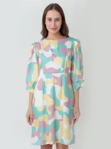 Zink London Abstract Printed A Line Dress