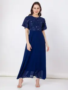 Zink London Sequined Flared Sleeves Maxi Dress