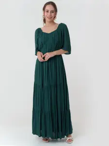 Zink London Flared Sleeves Smocked Tiered Empire Maxi Dress