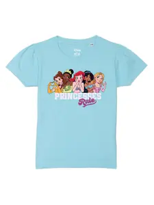 Wear Your Mind Girls Disney Princess Printed Round Neck Pure Cotton Top