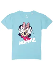 Wear Your Mind Girls Minnie Mouse Graphic Printed Pure Cotton T-Shirt