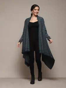 Biba Printed Open Front Woolen Shrug
