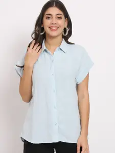 CHARMGAL Classic Spread Collar Extended Sleeves Cotton Casual Shirt