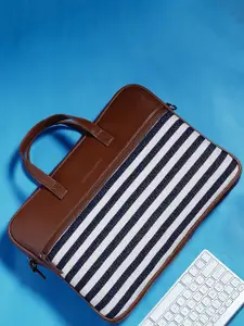 Kanvas Katha Unisex Striped PU Laptop Bag Up to 14 inch