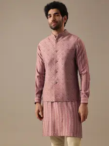 KALKI Fashion Mandarin Collar Long Sleeve Regular Kurta With Trousers & Nehru jacket