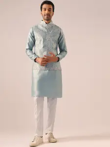 KALKI Fashion Mandarin Collar Kurta With Pyjamas & Nehru Jacket