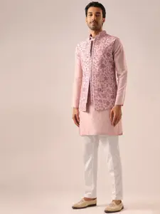 KALKI Fashion Kurta with Trousers And Embroidered Nehru Jacket