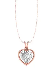 ORIONZ Rose Gold-Plated Cubic Zirconia-Studded Pendant With Chain