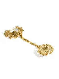 VAGHBHATT Women Gold-Plated Meenakari Ring Bracelet