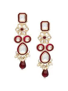 Shining Jewel - By Shivansh Gold Plated Kundan Studded Drop Earrings