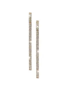 Shining Jewel - By Shivansh Gold Plated Two Layer Crystal Drop Earrings