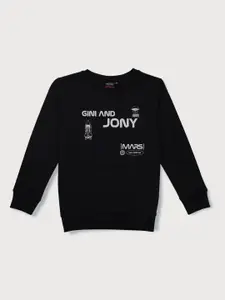 Gini and Jony Boys Typography Printed Cotton Pullover Sweatshirt