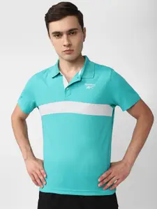 Reebok Striped Performance Polo Collar T-Shirt