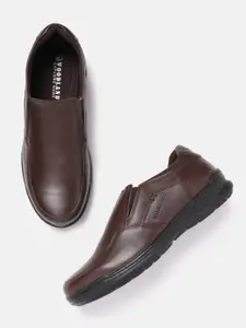 Woodland Men Round-Toe Textured Leather Slip-On Shoes