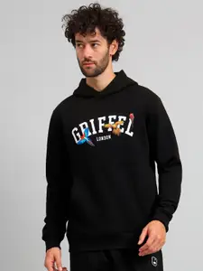 GRIFFEL Printed Fleece Hooded Pullover Sweatshirt