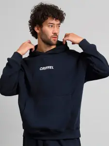 GRIFFEL Typography Printed Hooded Fleece Pullover
