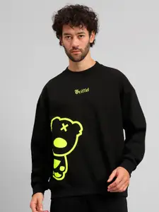 GRIFFEL Graphic Printed Fleece Pullover Sweatshirt
