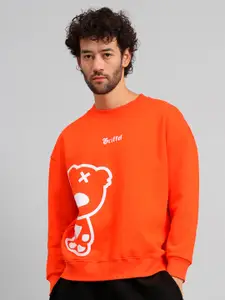 GRIFFEL Printed Round Neck Fleece Sweatshirt