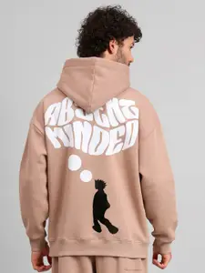 GRIFFEL Typography Printed Hooded Fleece Sweatshirt