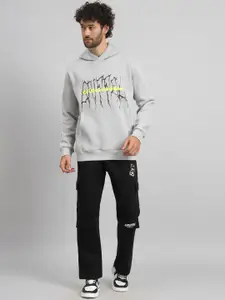 GRIFFEL Typography Printed Hooded Fleece Cotton Tracksuit