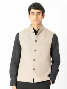 RARE RABBIT Men Cerny Tailored Fit Woven Design Nehru Jackets