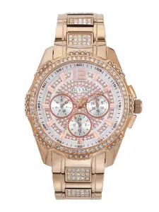 GUESS Women Embellished Dial Stainless Steel Bracelet Style Straps Analogue Watch U0286L2M