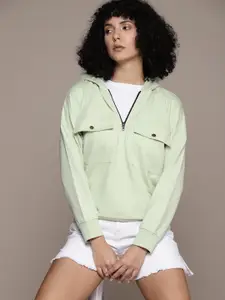 Roadster Women Solid Hooded Sweatshirt