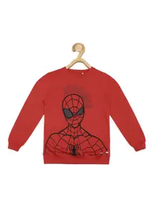 Allen Solly Junior Boys Spider-Man Printed Round Neck Cotton Pullover Sweatshirt