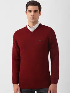 Peter England Casuals V-Neck Long Sleeves Acrylic Pullover