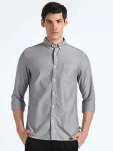Flying Machine Button-Down Collar Long Sleeves Pure Cotton Casual Shirt