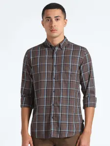 Flying Machine Slim Fit Tartan Checks Checked Button-Down Collar Pure Cotton Casual Shirt