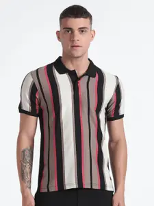Flying Machine Striped Polo Collar Regular Fit Cotton T-shirt