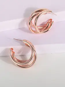 VAGHBHATT Rose Gold Plated Circular Half Hoop Earrings