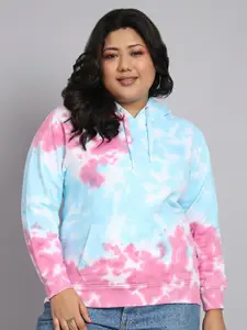 BEYOUND SIZE - THE DRY STATE Plus Size Tie & Dye Dyed Hooded Fleece Pullover Sweatshirt