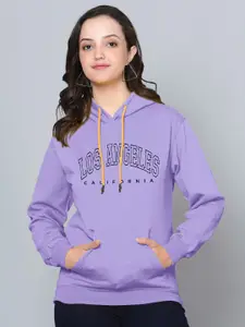 Fashion And Youth Typography Printed Hooded Fleece Pullover