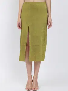DEPANO Textured Silk Straight Midi Skirt